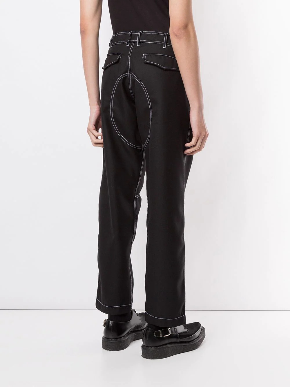 contrast-stitching straight-leg trousers - 4