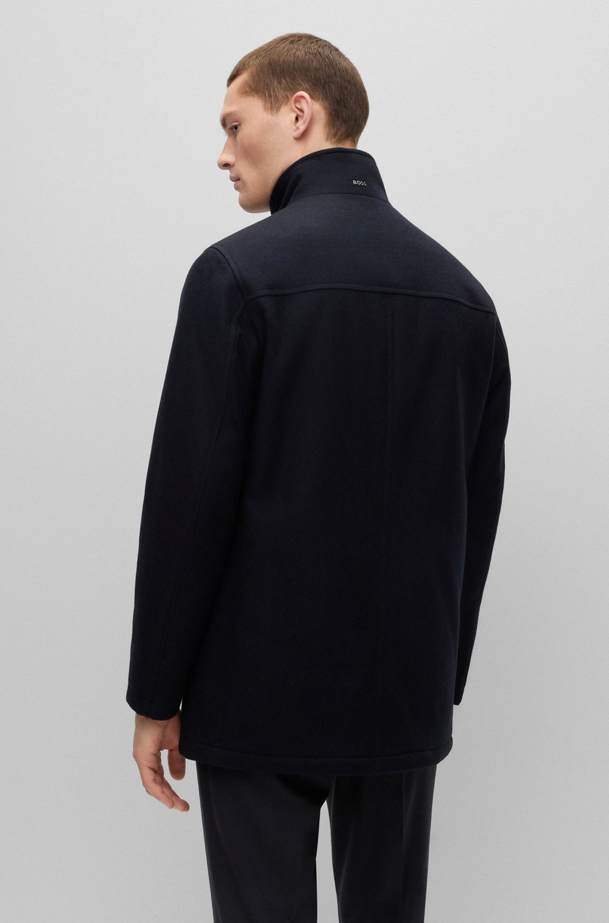 REGULAR-FIT COAT IN A MELANGE WOOL BLEND - 5