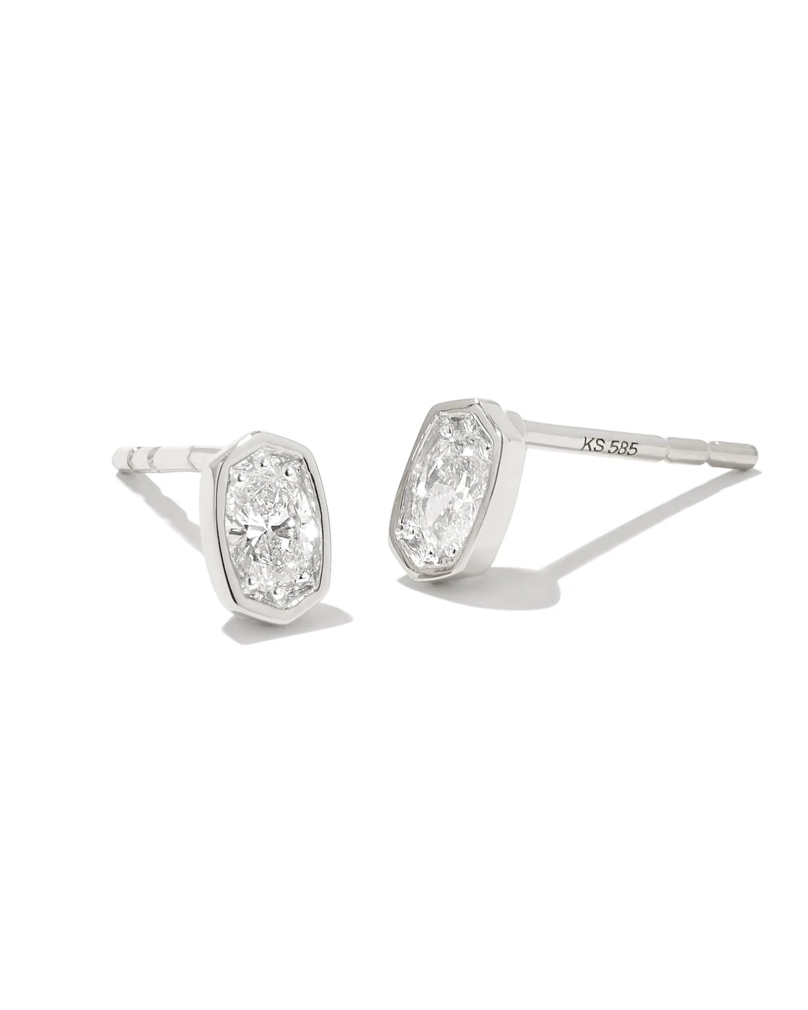 0.22 ct Marisa 14k White Gold Oval Solitaire Stud Earrings in White Diamond - 1