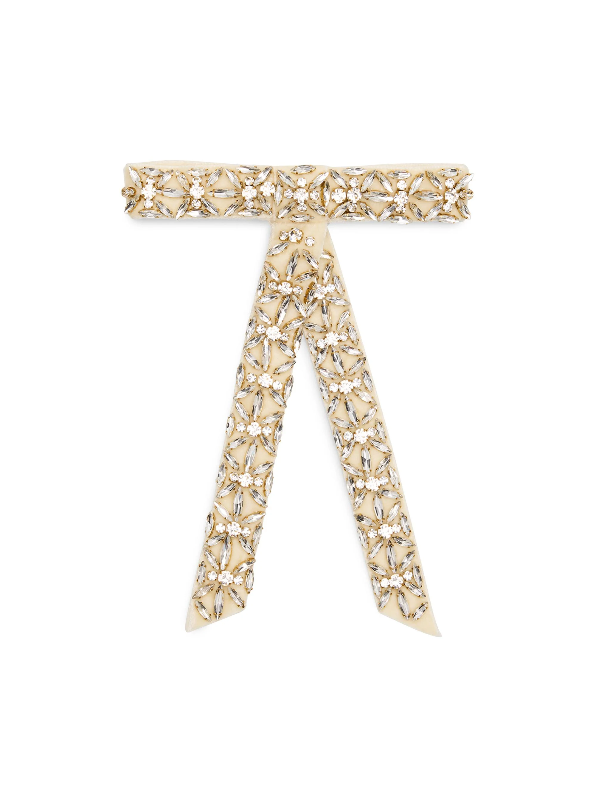 Women's Avril Crystal-Embellished Velvet Bow - White - 1