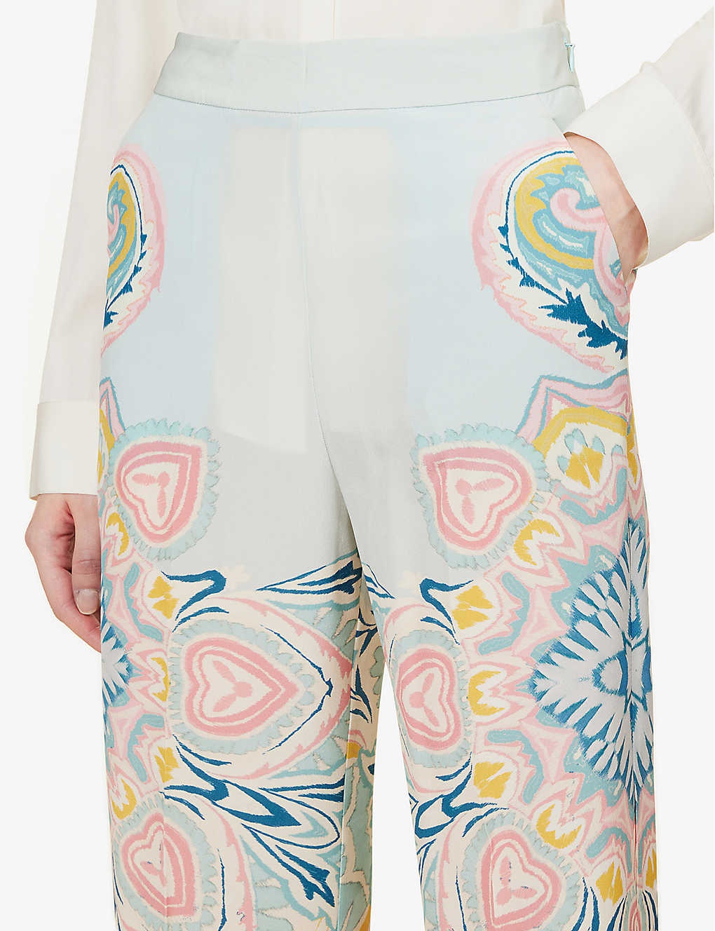 Lucy pattern-embellished silk trousers - 5