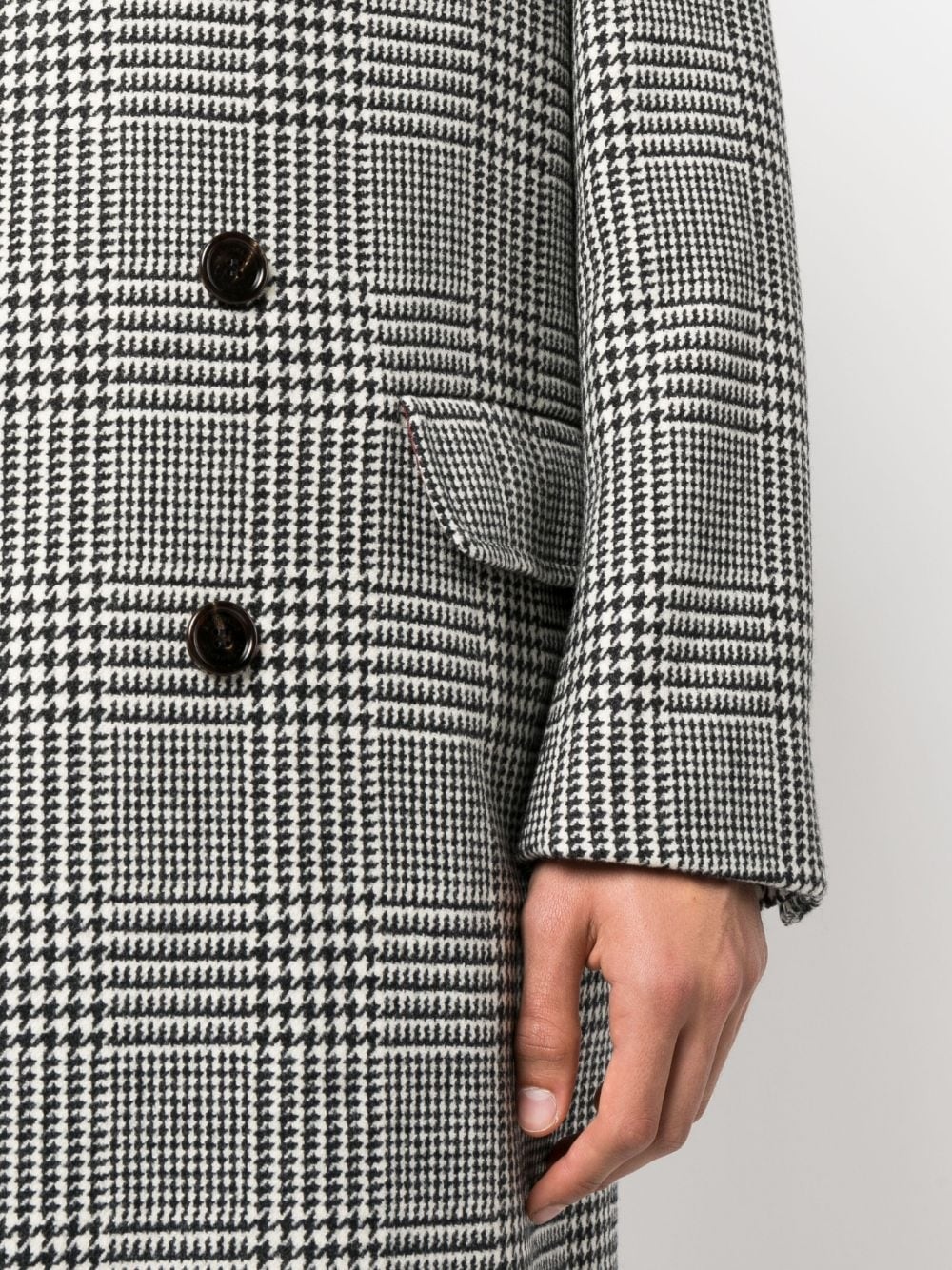 double-breasted checked coat - 5