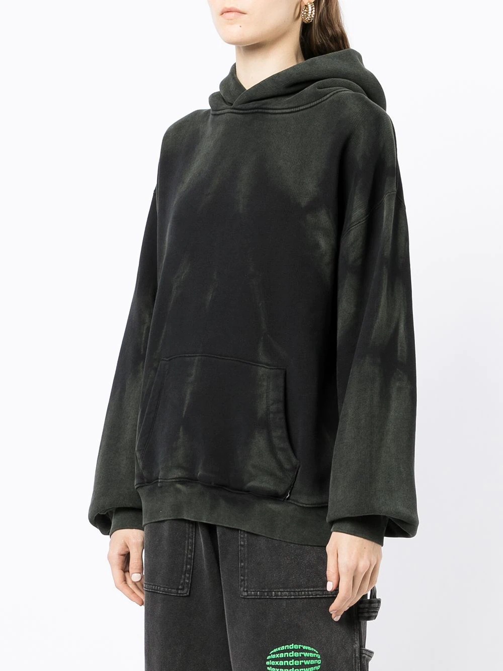 long-sleeved acid washed hoodie - 3