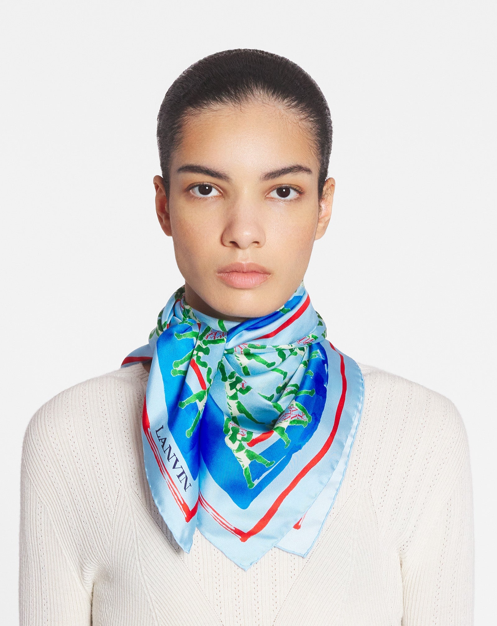 SILK SCARF WITH A SPORTS PRINT - 3