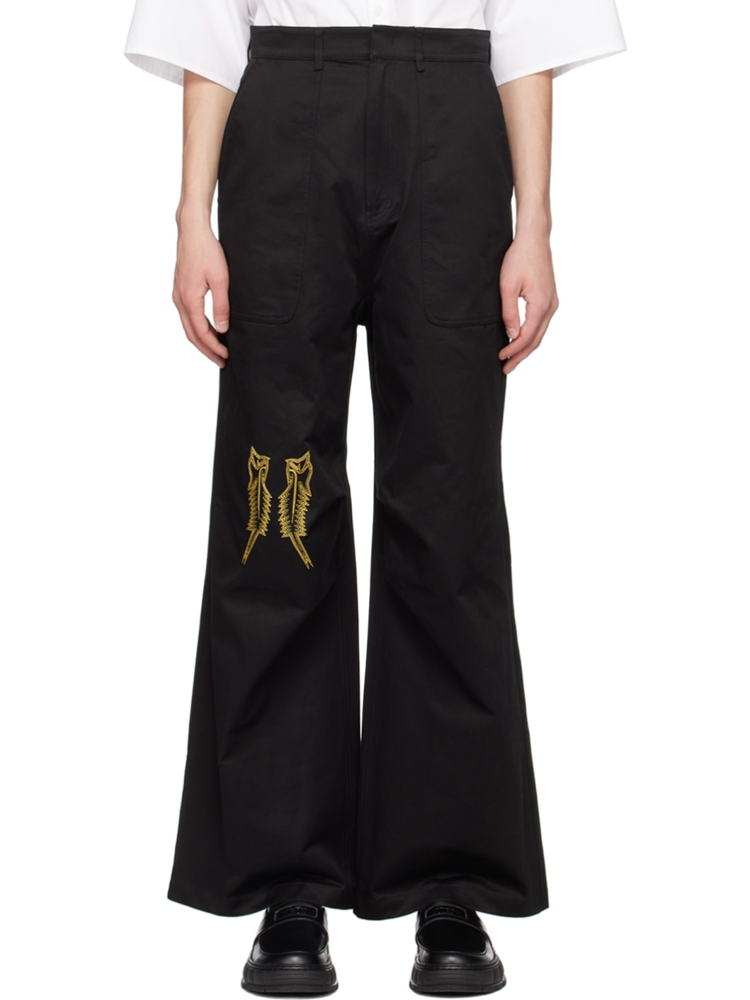 Black Embroidered Trousers - 1