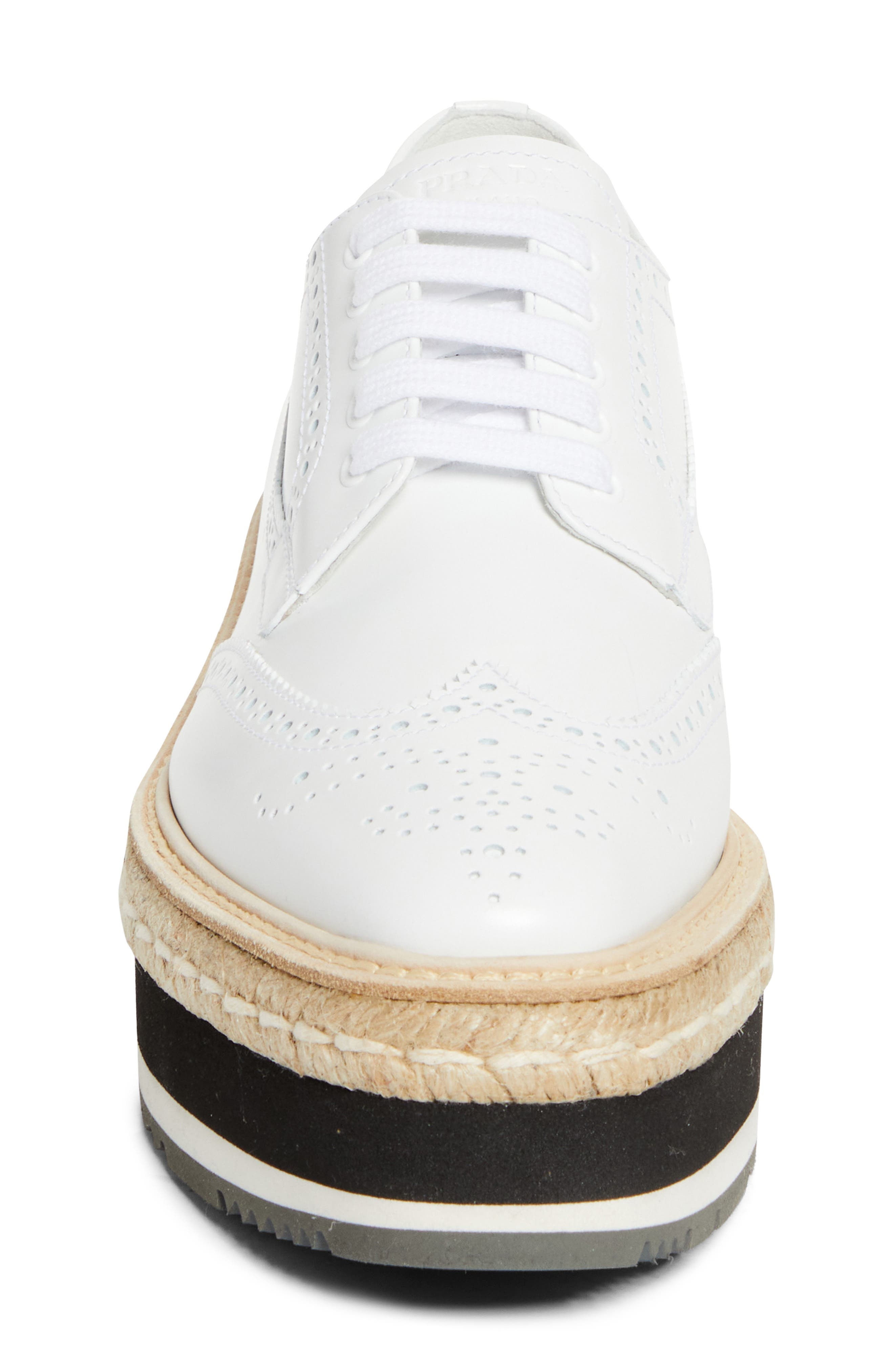Prada Re-Edition Platform Wingtip Oxford in Bianco at Nordstrom - 4