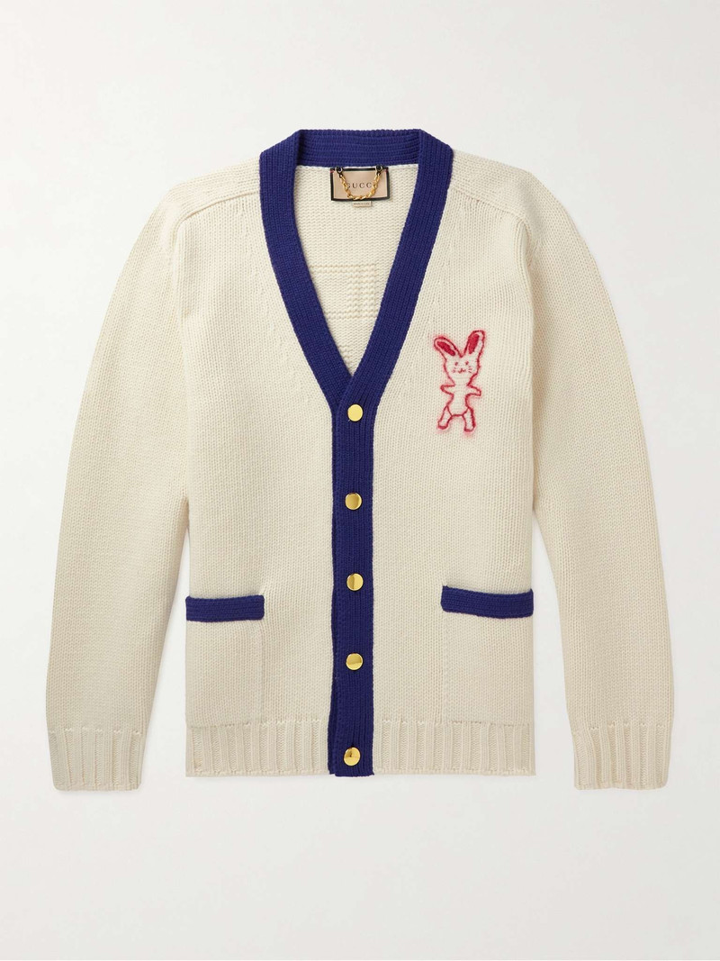 Embroidered Wool-Jacquard Cardigan - 1