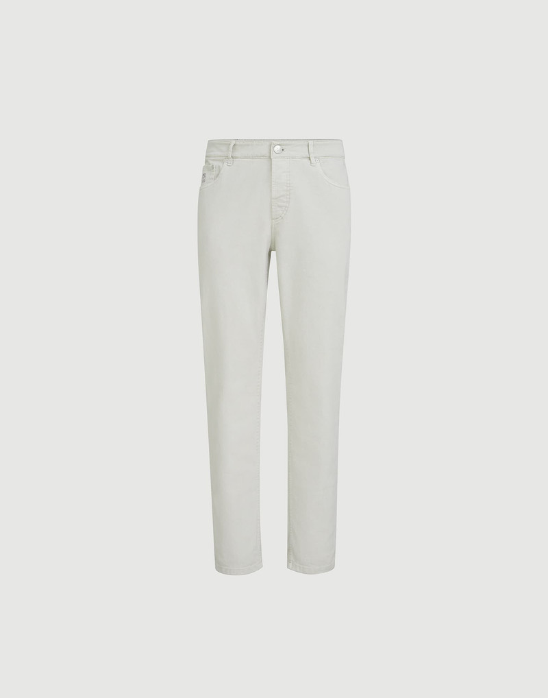 Garment-dyed comfort lightweight denim traditional fit five-pocket trousers 1