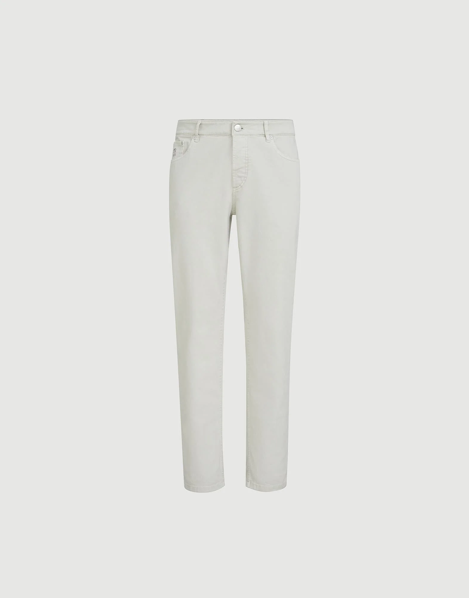 Garment-dyed comfort lightweight denim traditional fit five-pocket trousers - 1