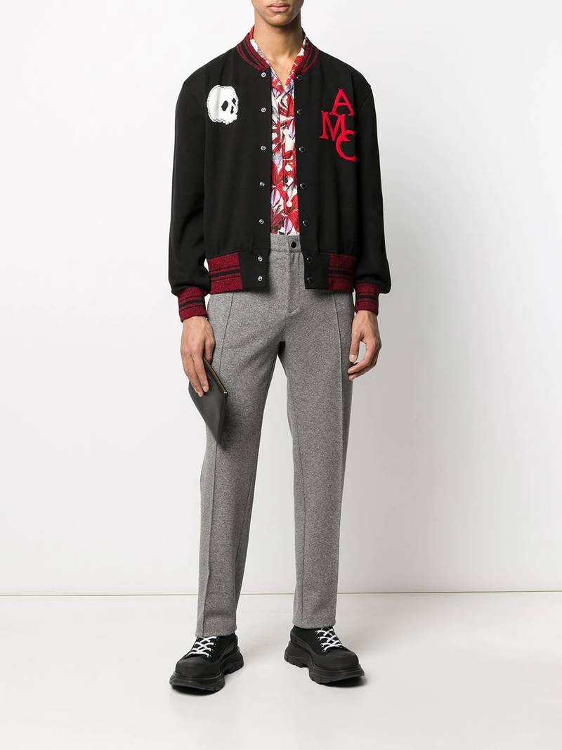 Alexander McQueen skull intarsia bomber jacket outlook