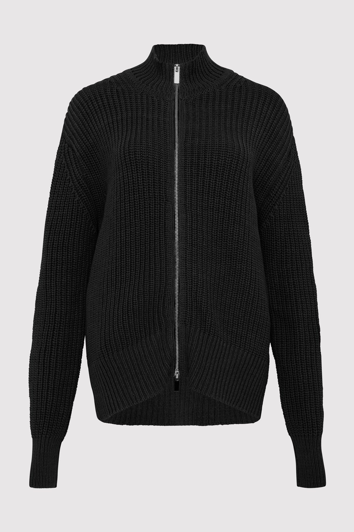 Zip Detail Cardigan - Black - 2