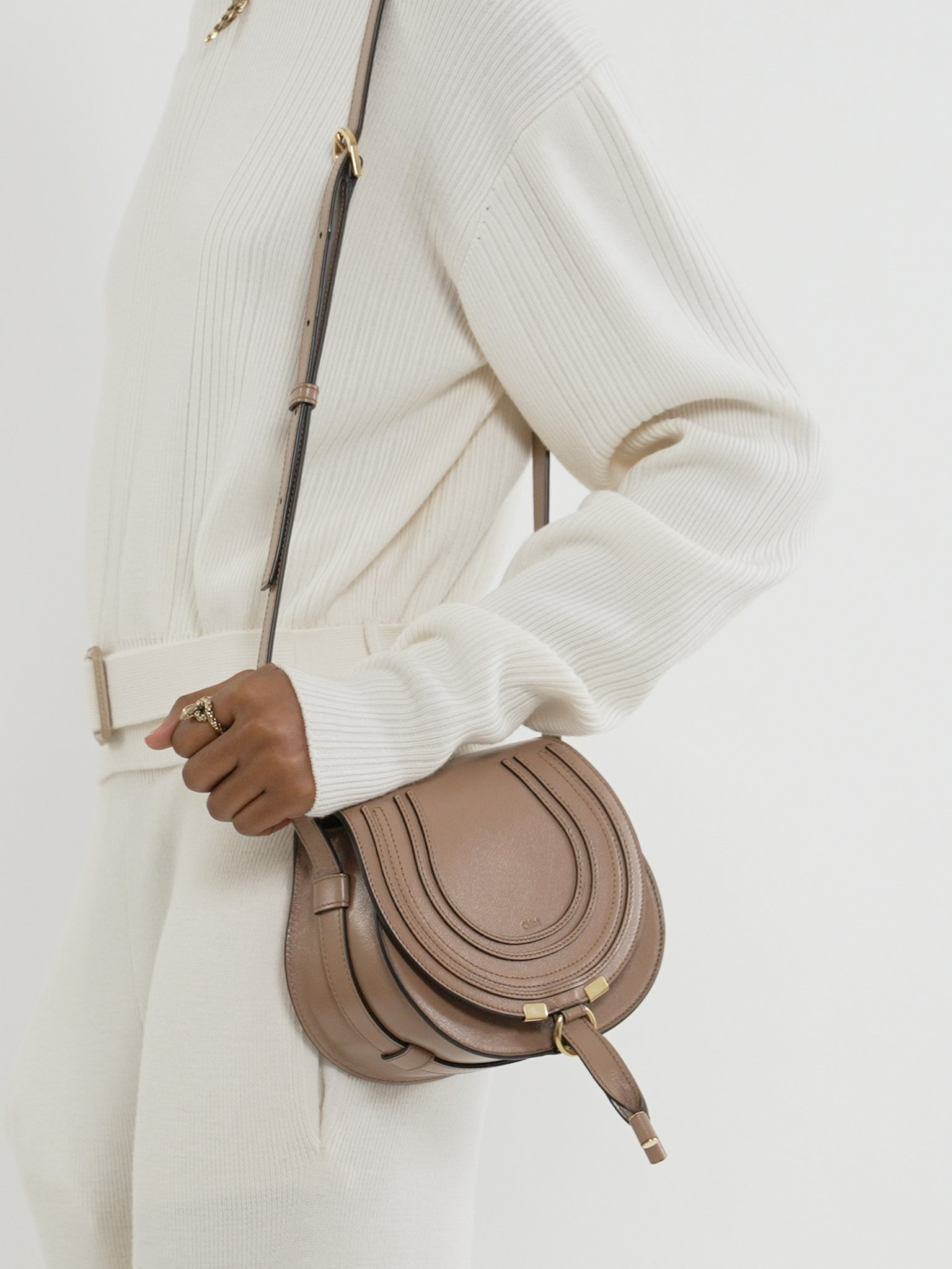 SMALL MARCIE SADDLE BAG IN SHINY LEATHER - 4