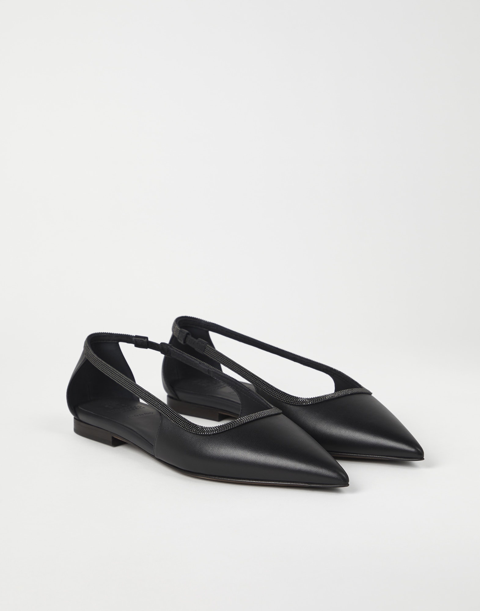 Nappa leather flats with precious strap - 1