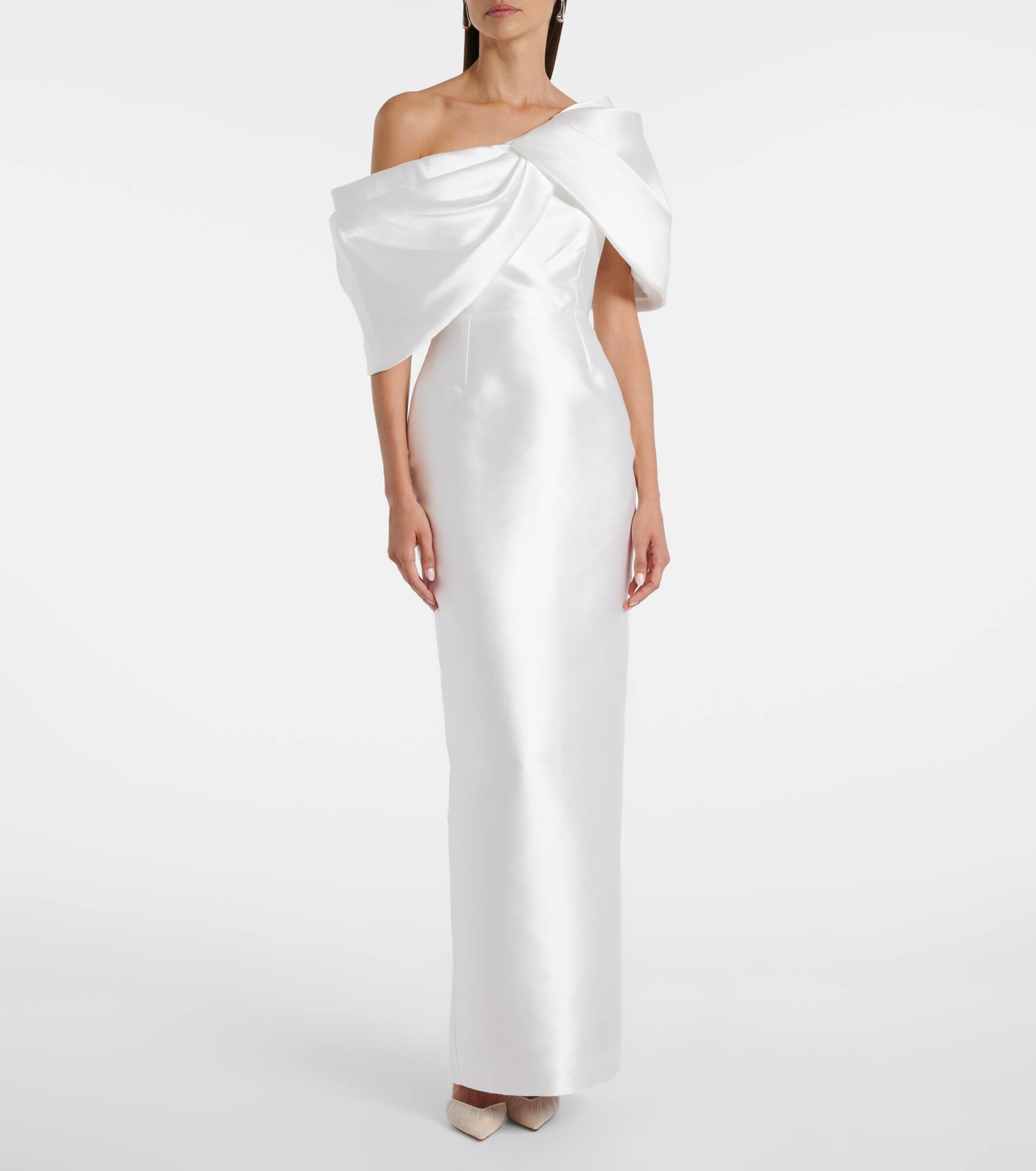 Bridal Davina asymmetric draped satin gown - 2