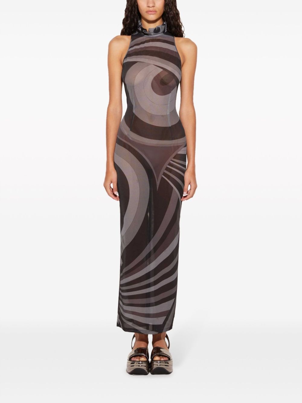 Onde-print semi-sheer dress - 2