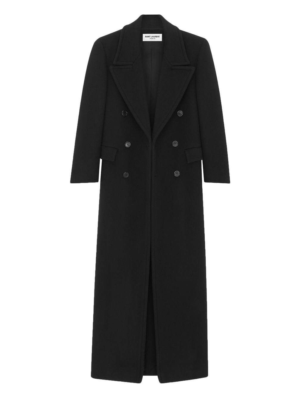 long double-breasted buttoned wool coat - 3