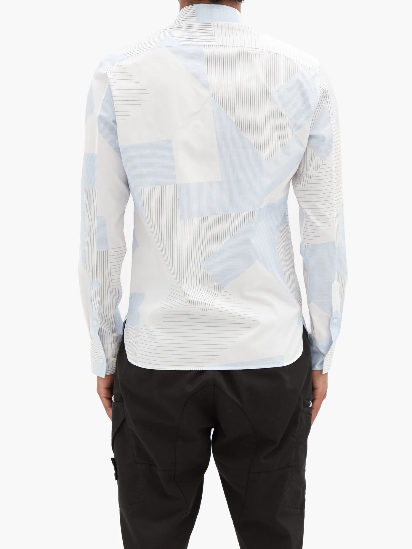 Geometric stripe-print cotton-poplin shirt - 5