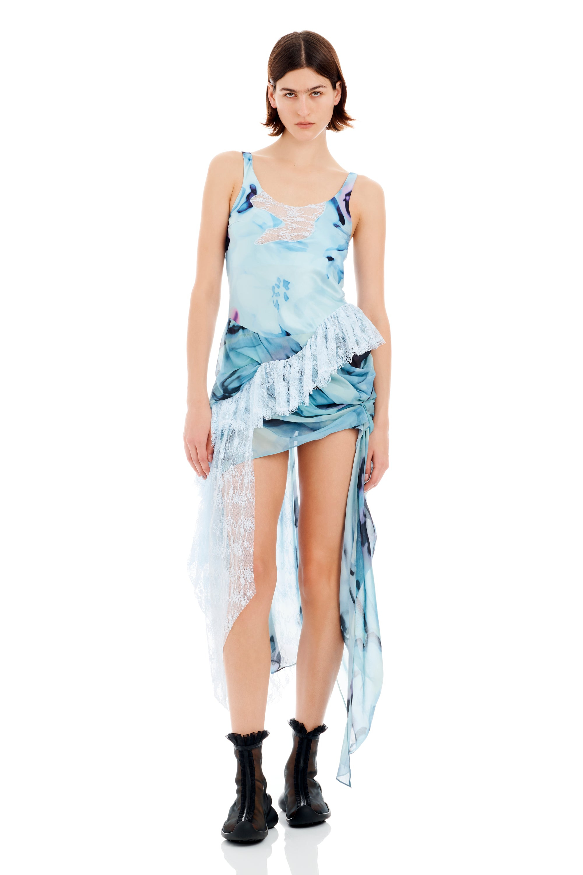 SKY WATERCOLOR FLORAL AMMI FANNY DRESS - 1