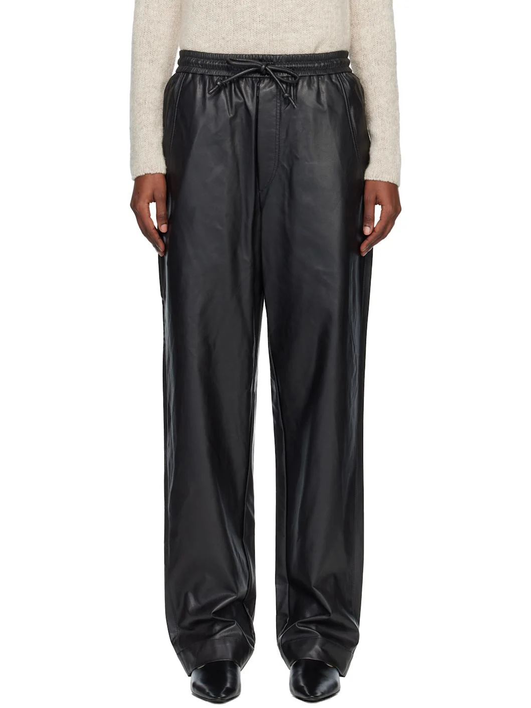 Black Nereane Faux-Leather Trousers - 1