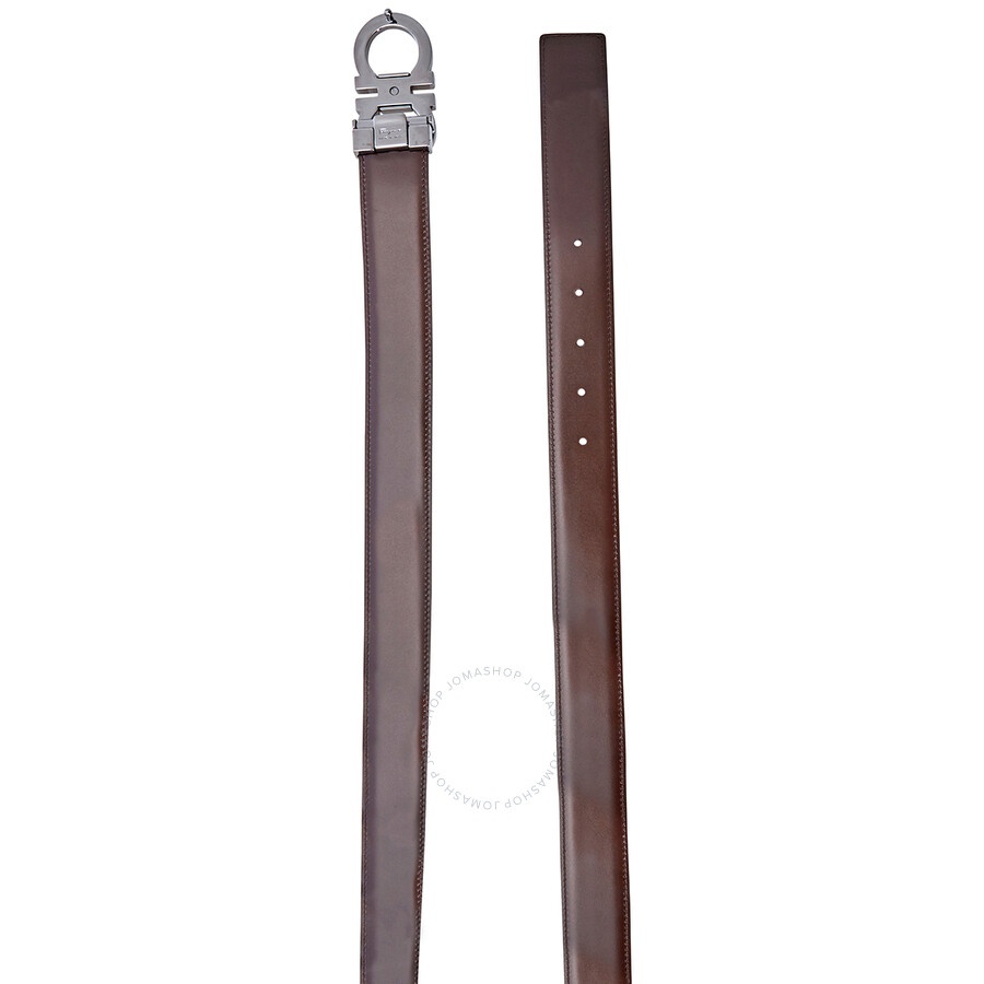 Ferragamo Reversible and Adjustable Gancini Belt- Black/ Brown - 2