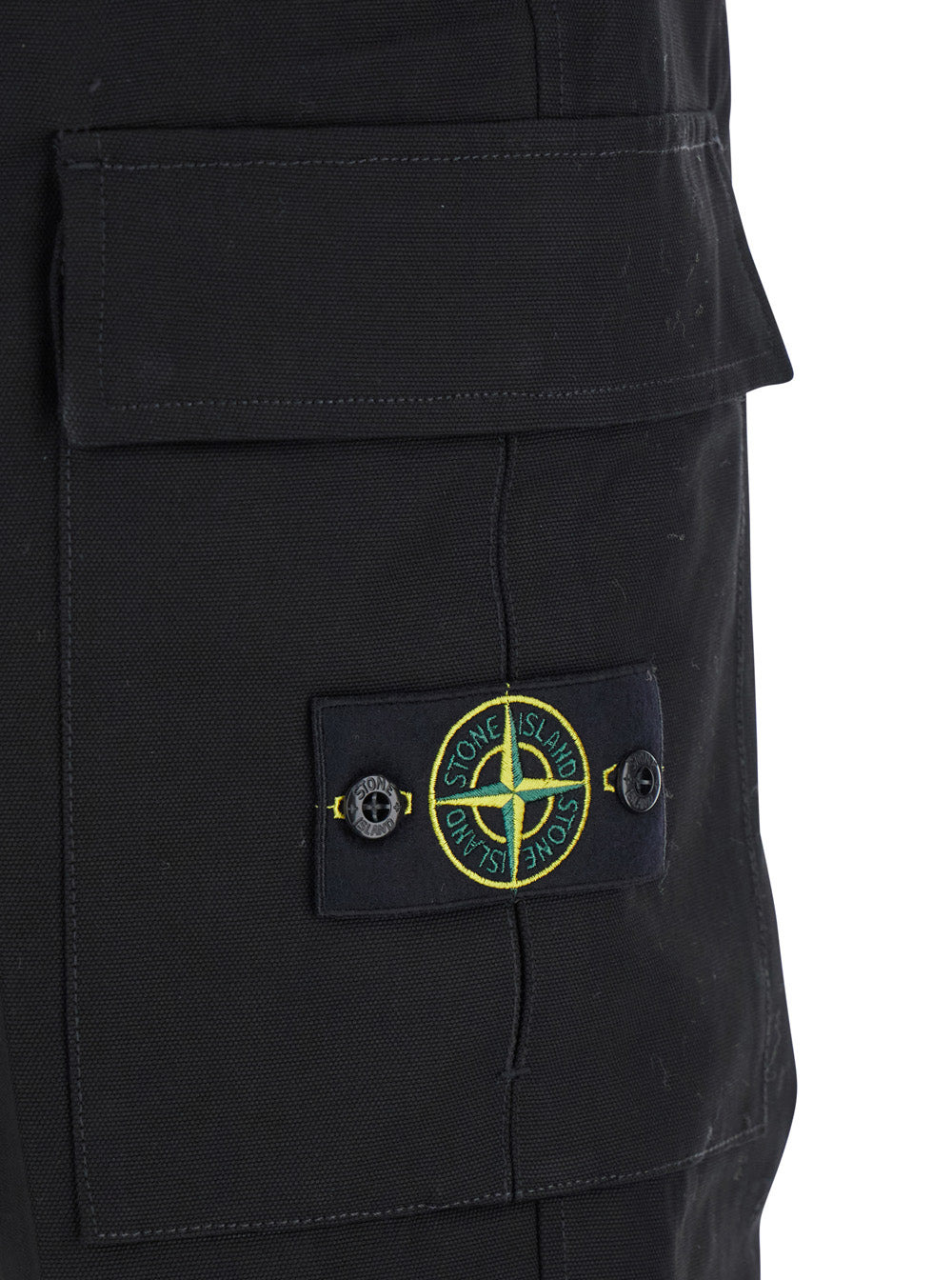 Stone Island Men Black Pants With Logo Patch On The Side And Belt Loops In Cotton Man - 3