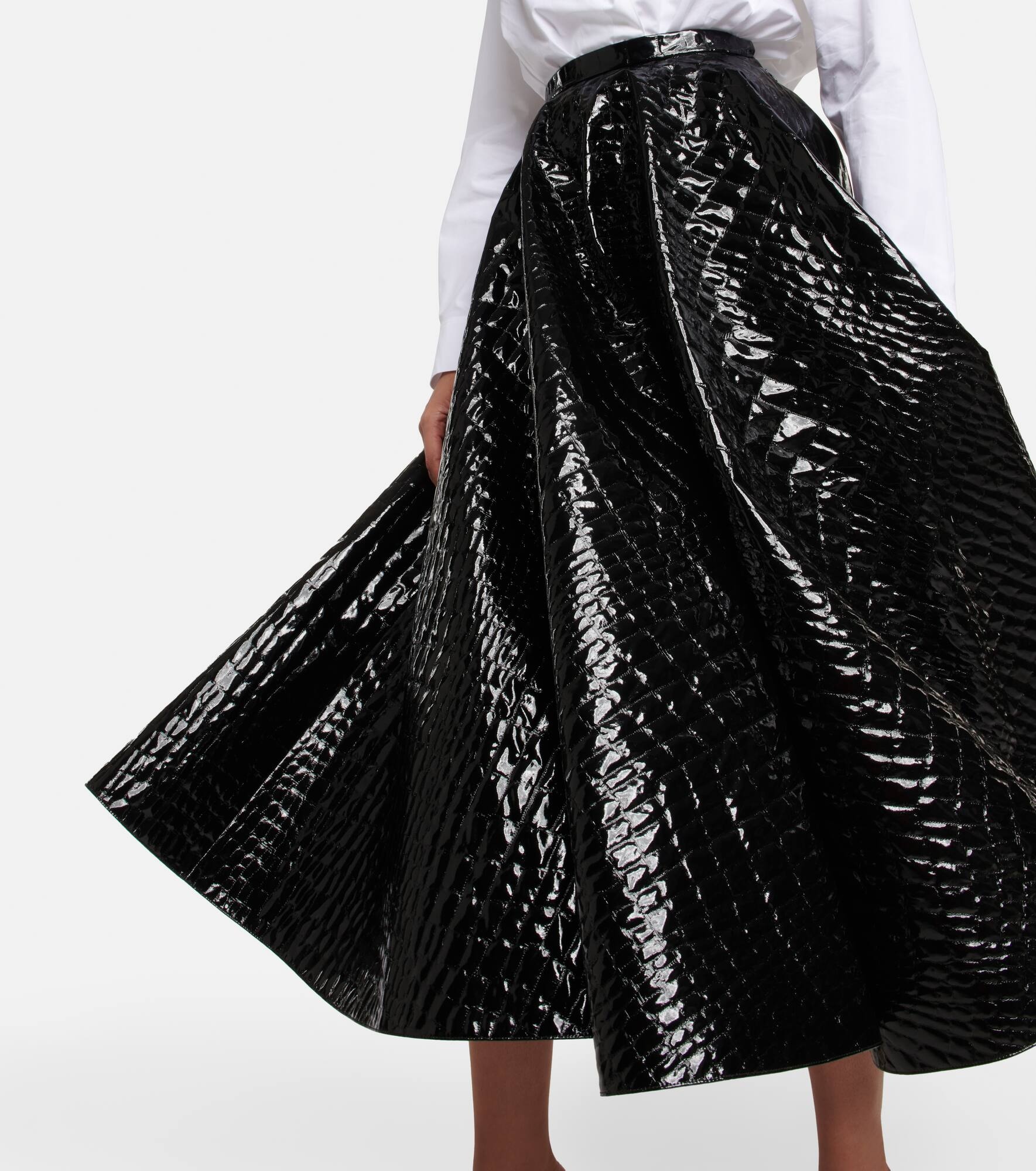 Croc-effect midi skirt - 4