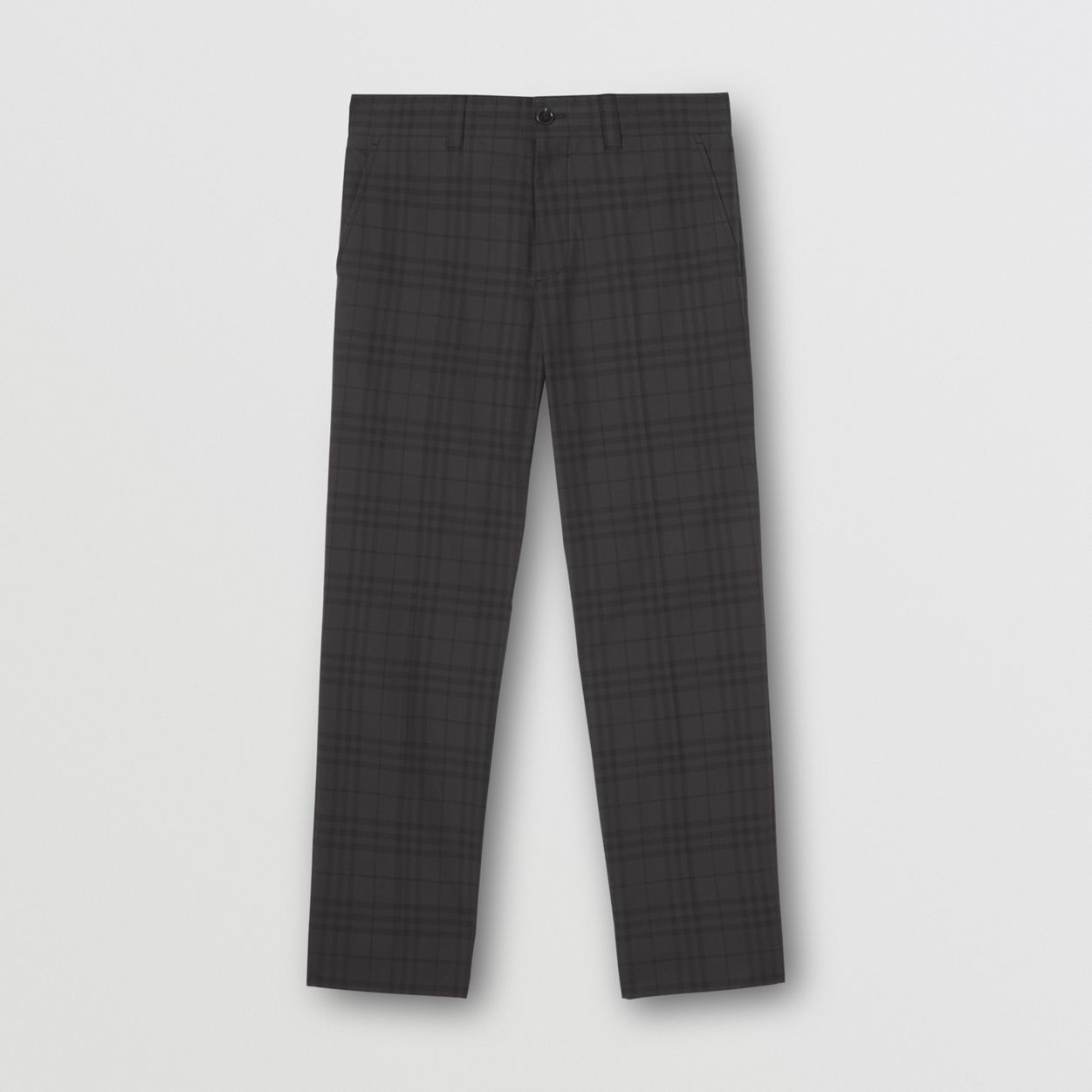 Check Cotton Cropped Tailored Trousers - 1