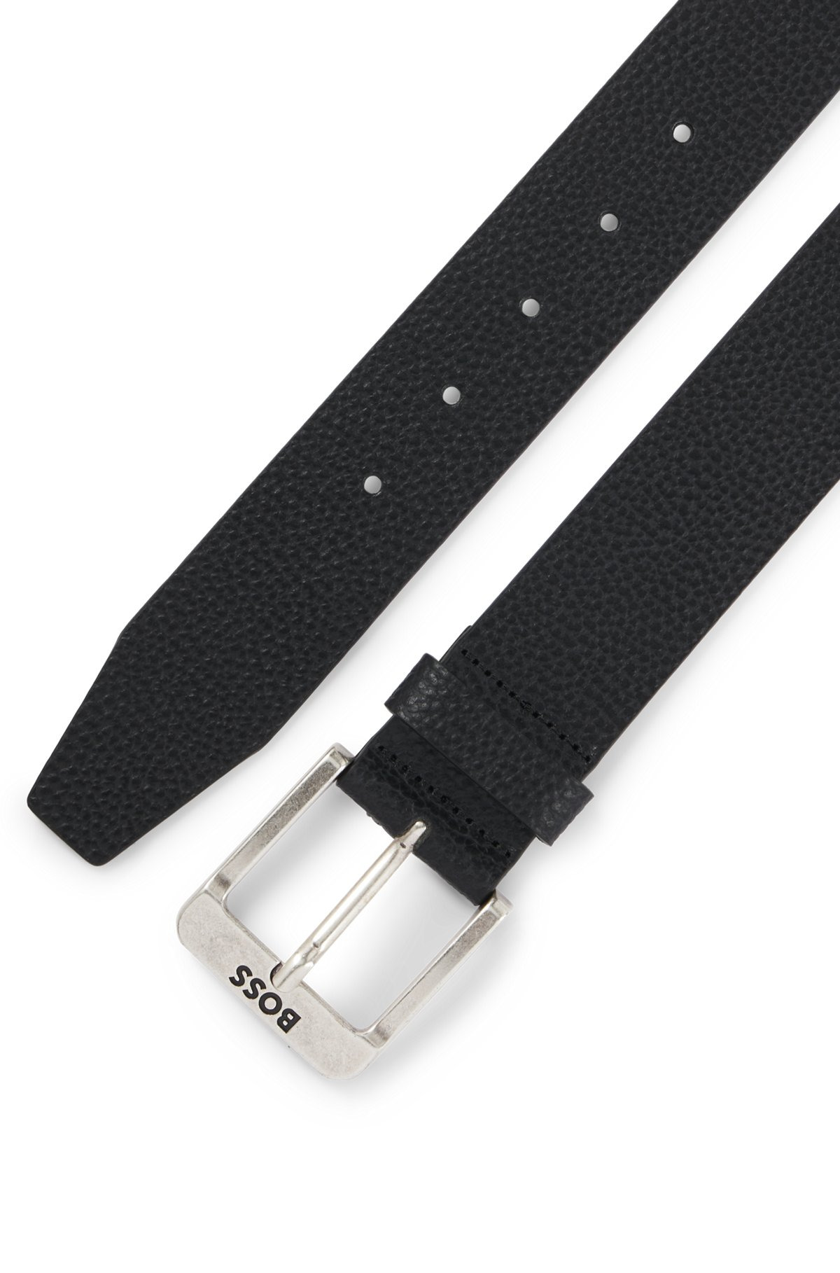 ITALIAN-LEATHER BELT WITH LOGO BUCKLE - 3