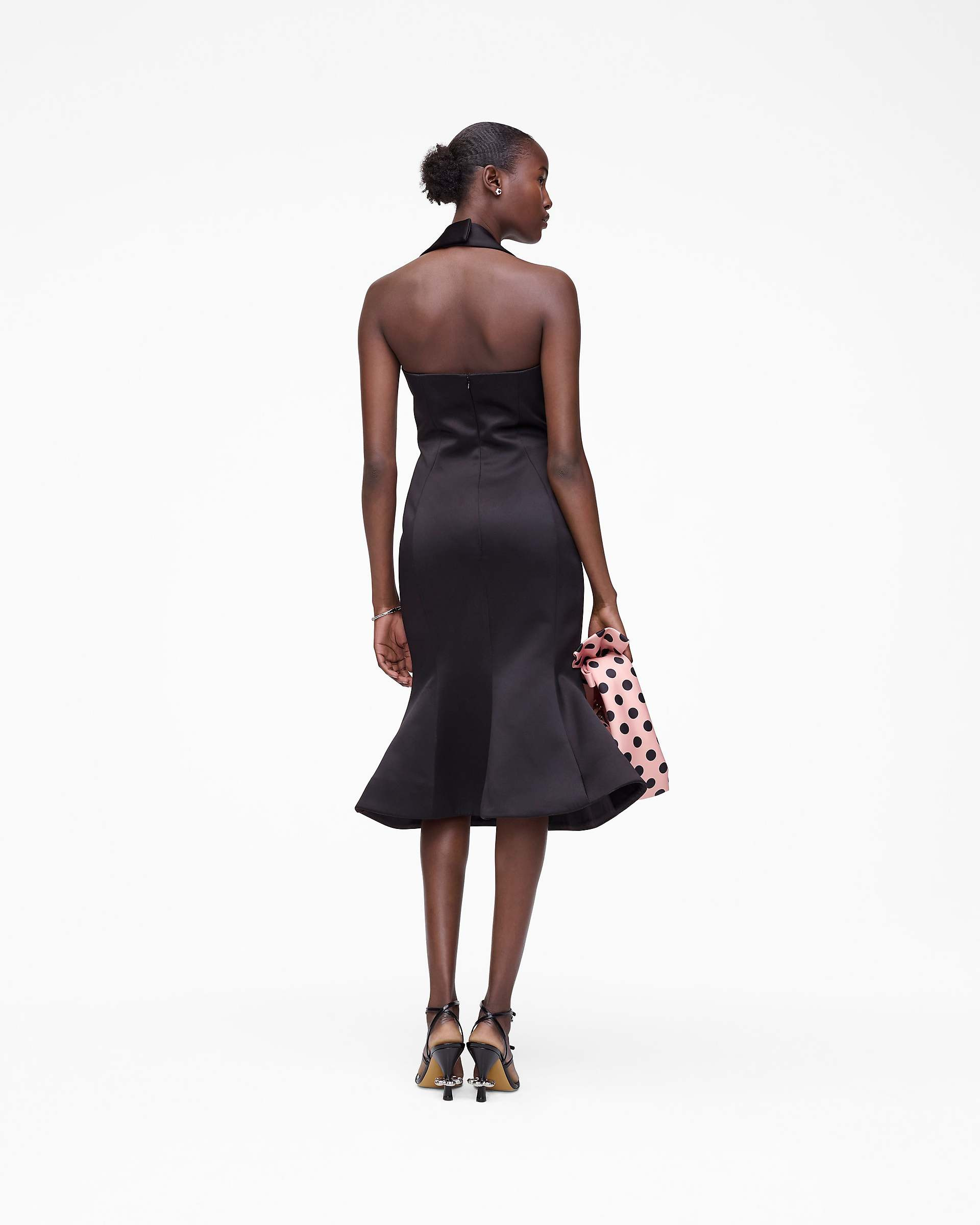SCULPTED SATIN HALTER DRESS - 4