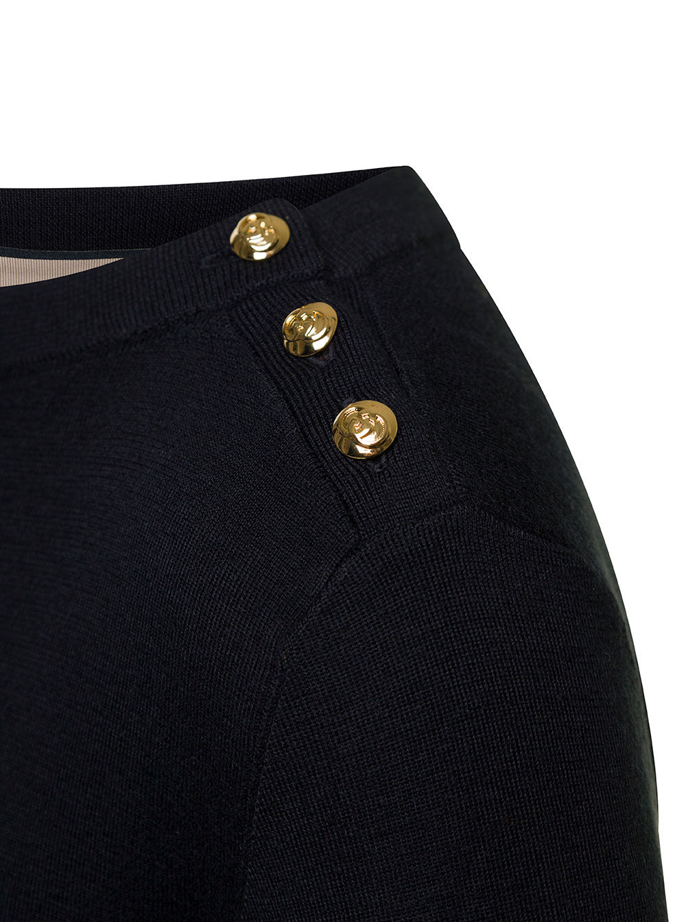 Gucci Women Black Sweater With Boat Neckline And Golden Logo Buttons In Cashmere Woman - 3