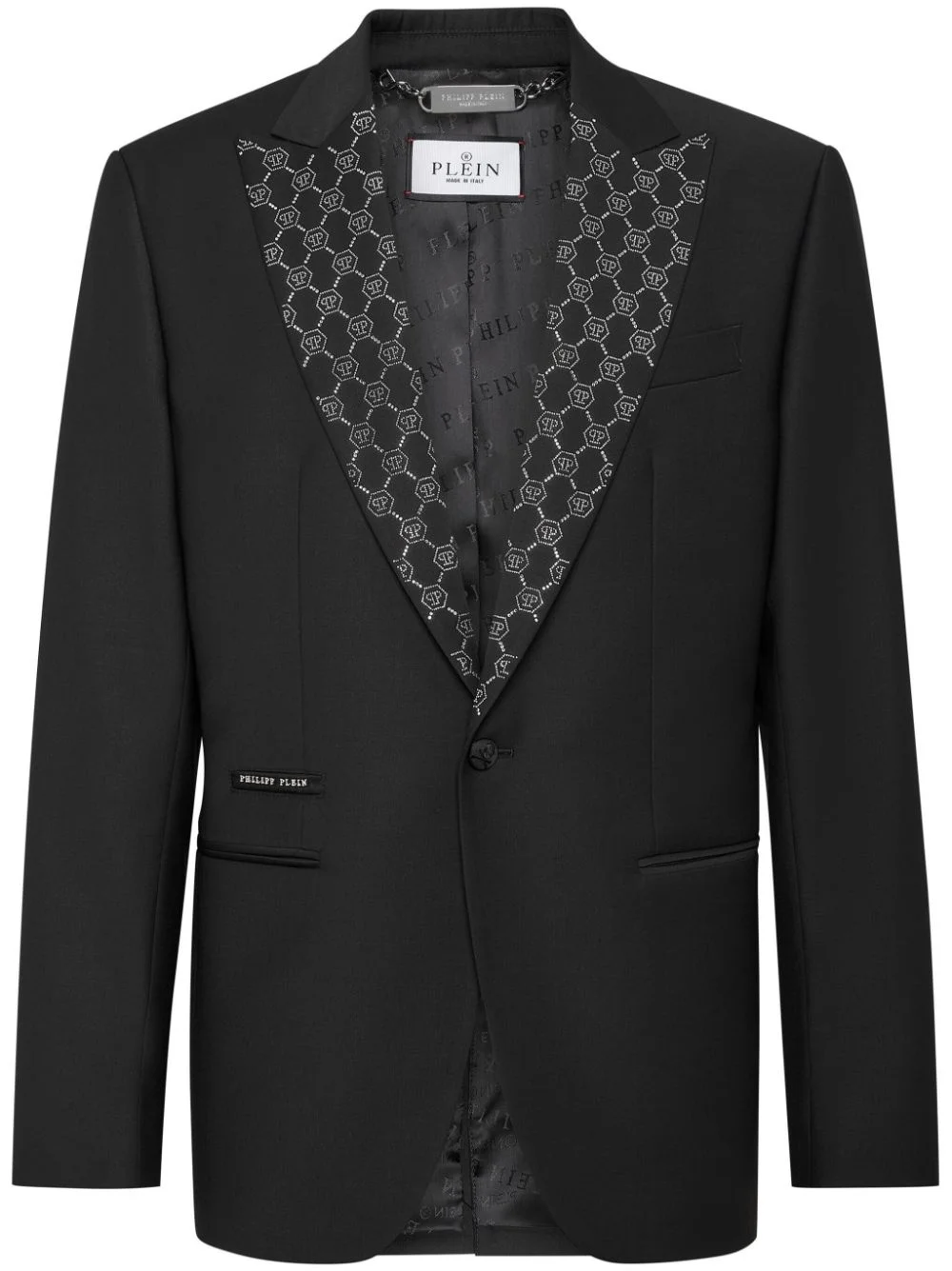 monogram-pattern blazer - 1