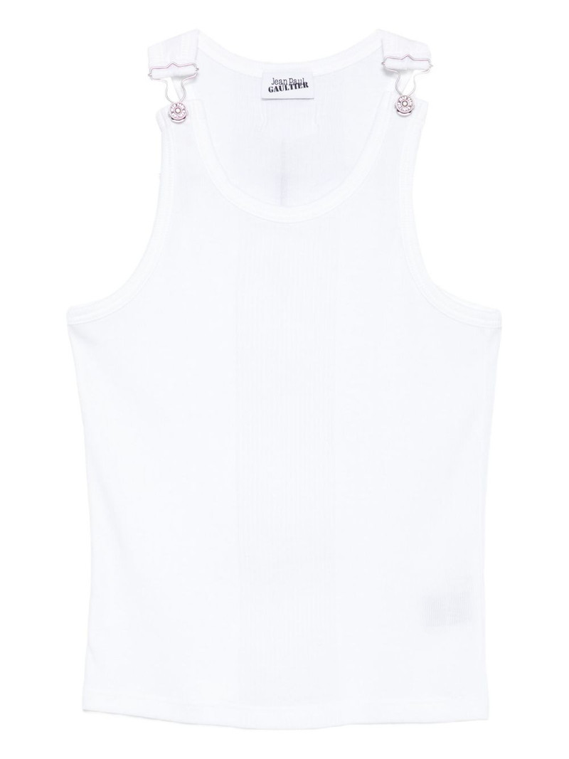 clasp-detail ribbed vest 1