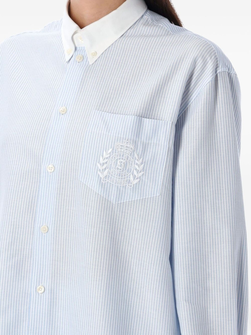 stripe-pattern embroidered-logo shirt 3