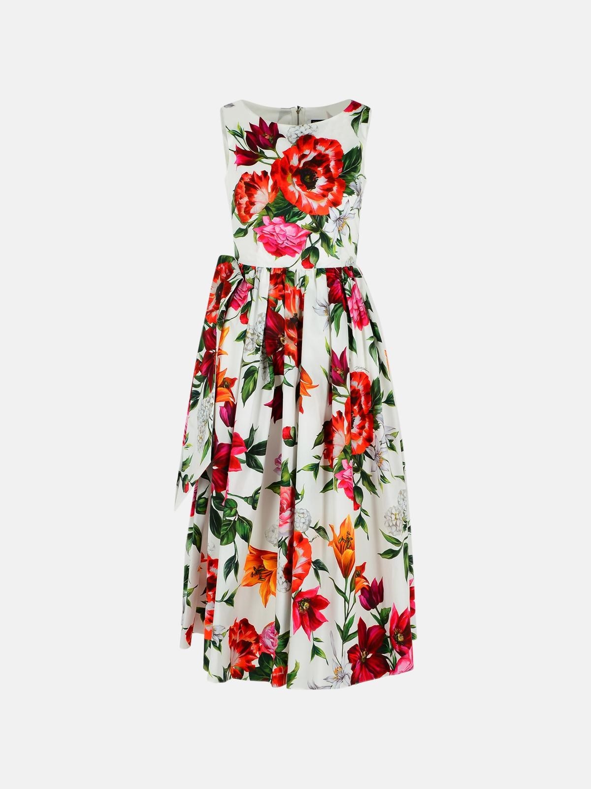 SLEEVELESS DRESS IN COTTON POPLIN FLOWER PRINT - 1