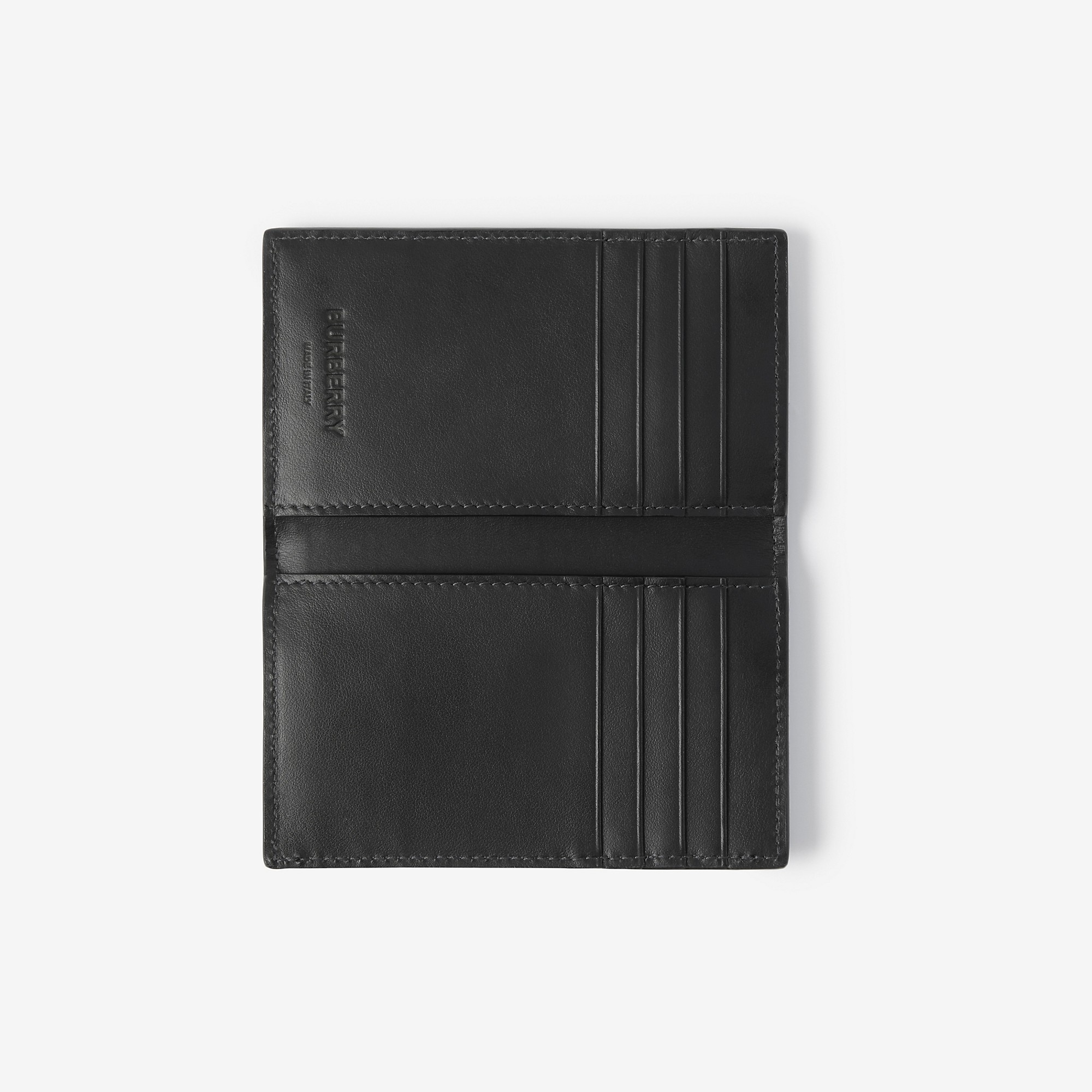 Check and Leather Folding Card Case - 2