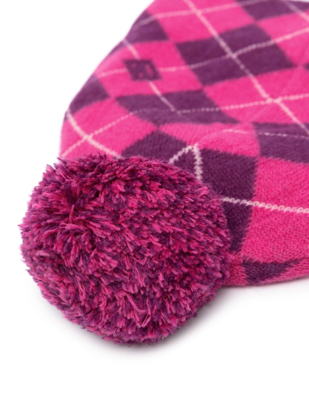 pompom-detail checked beanie - 2