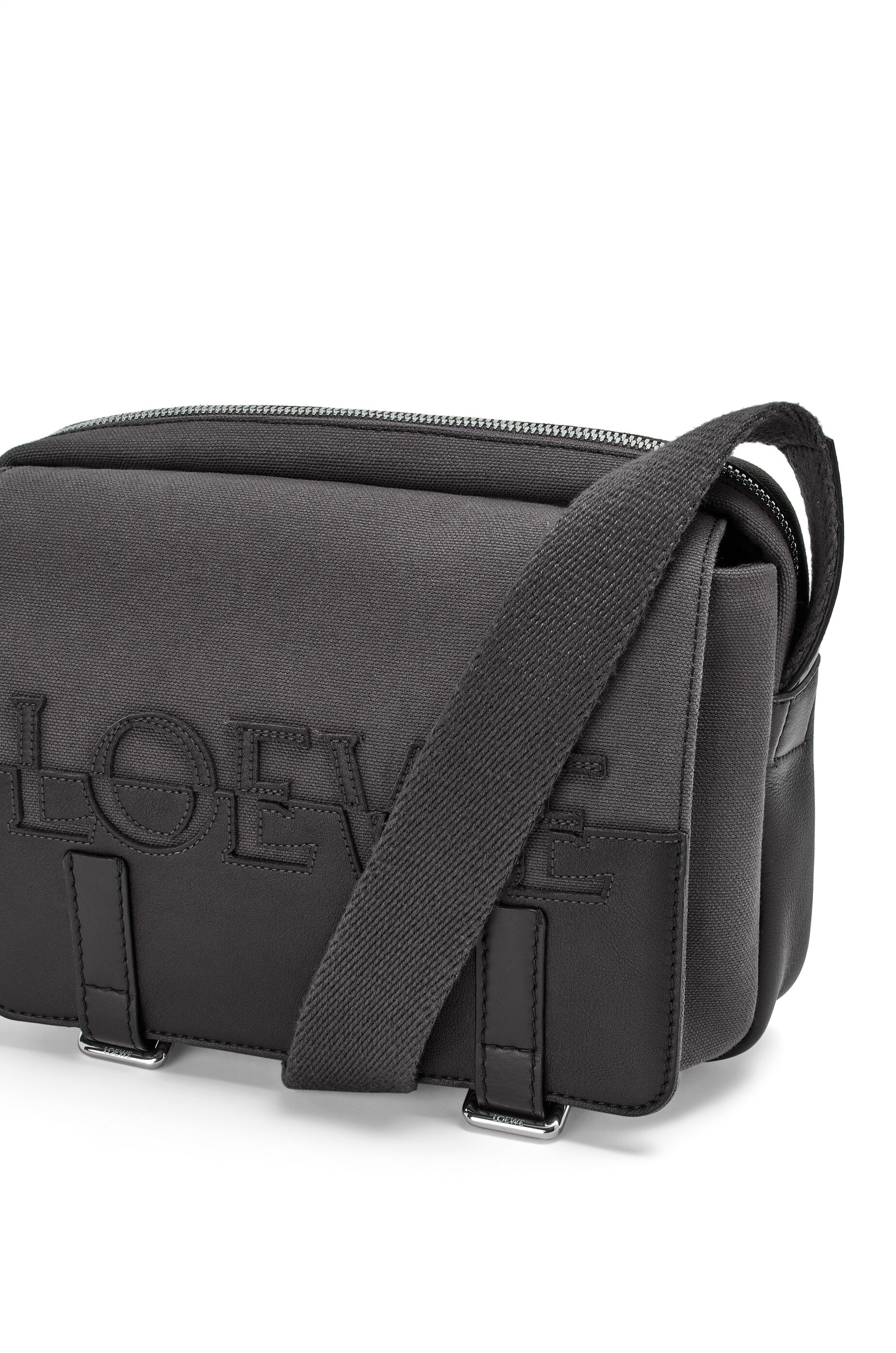 Signature XS Military messenger bag in canvas and classic calfskin - 5