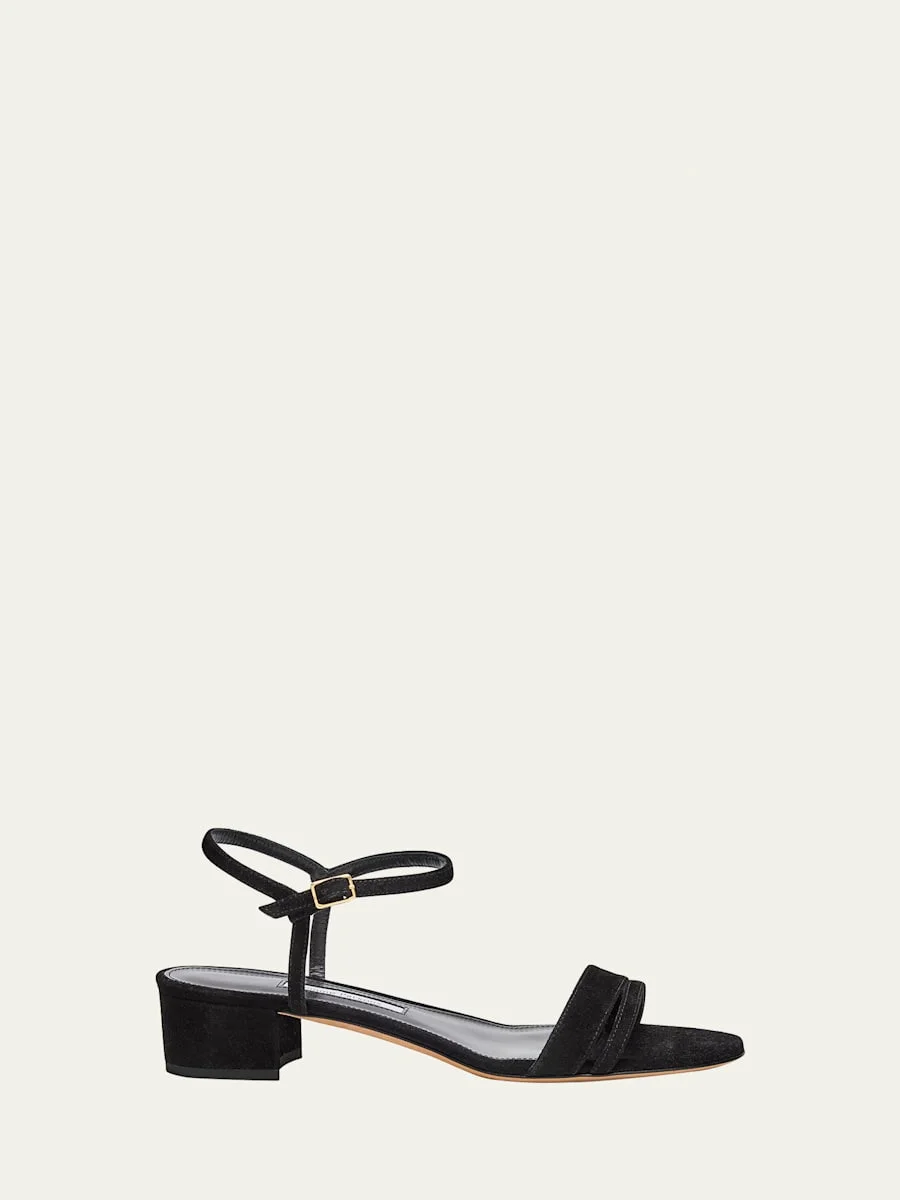Simple Metallic Ankle-Strap Sandals - 1