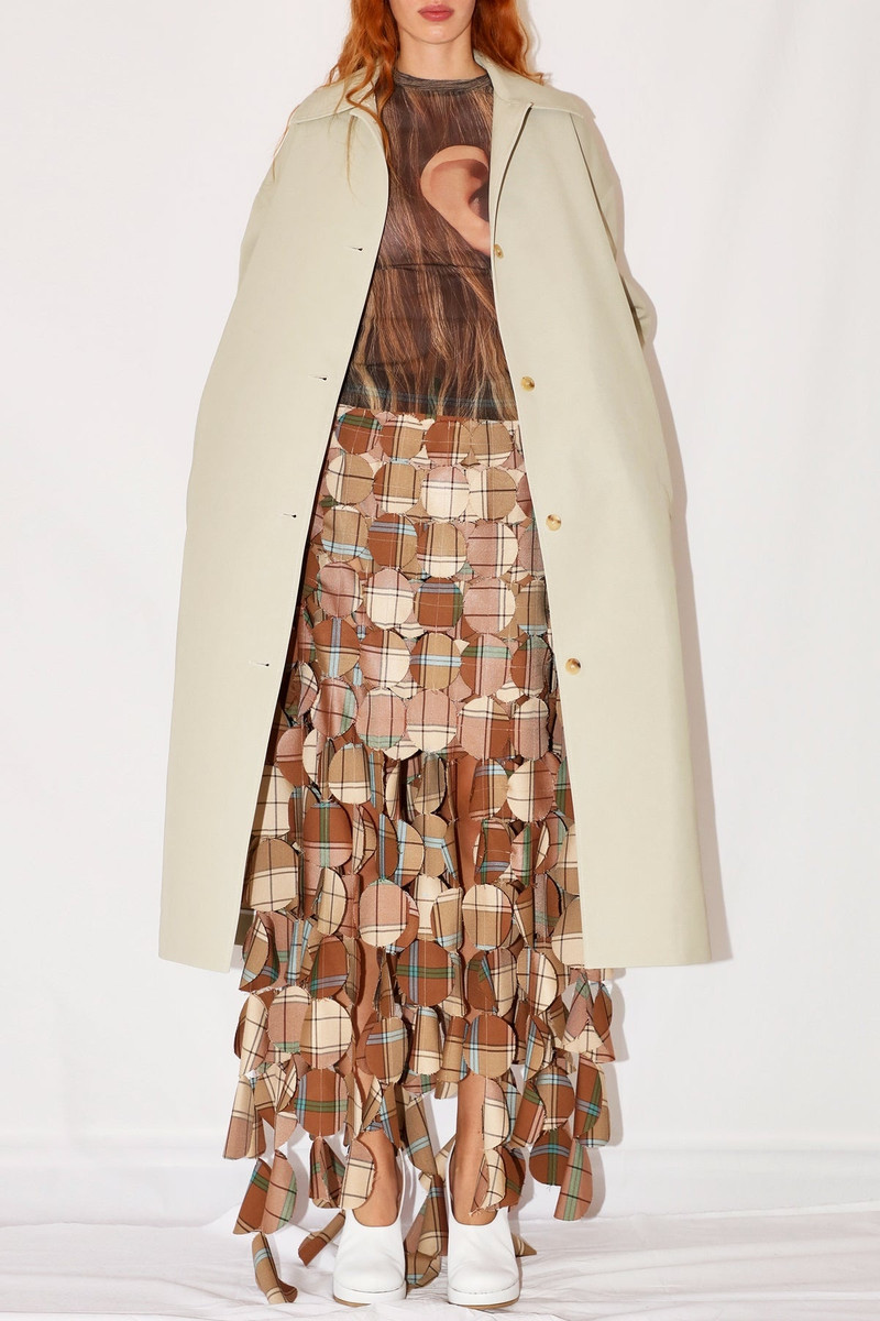 MULTI CIRCLE MAXI SKIRT BROWN PLAID 3