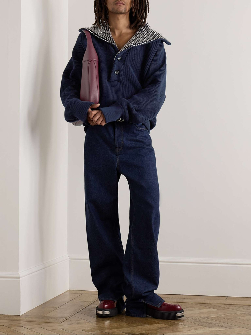 GUCCI Crystal-Embellished Ribbed Cotton-Blend Sweater outlook