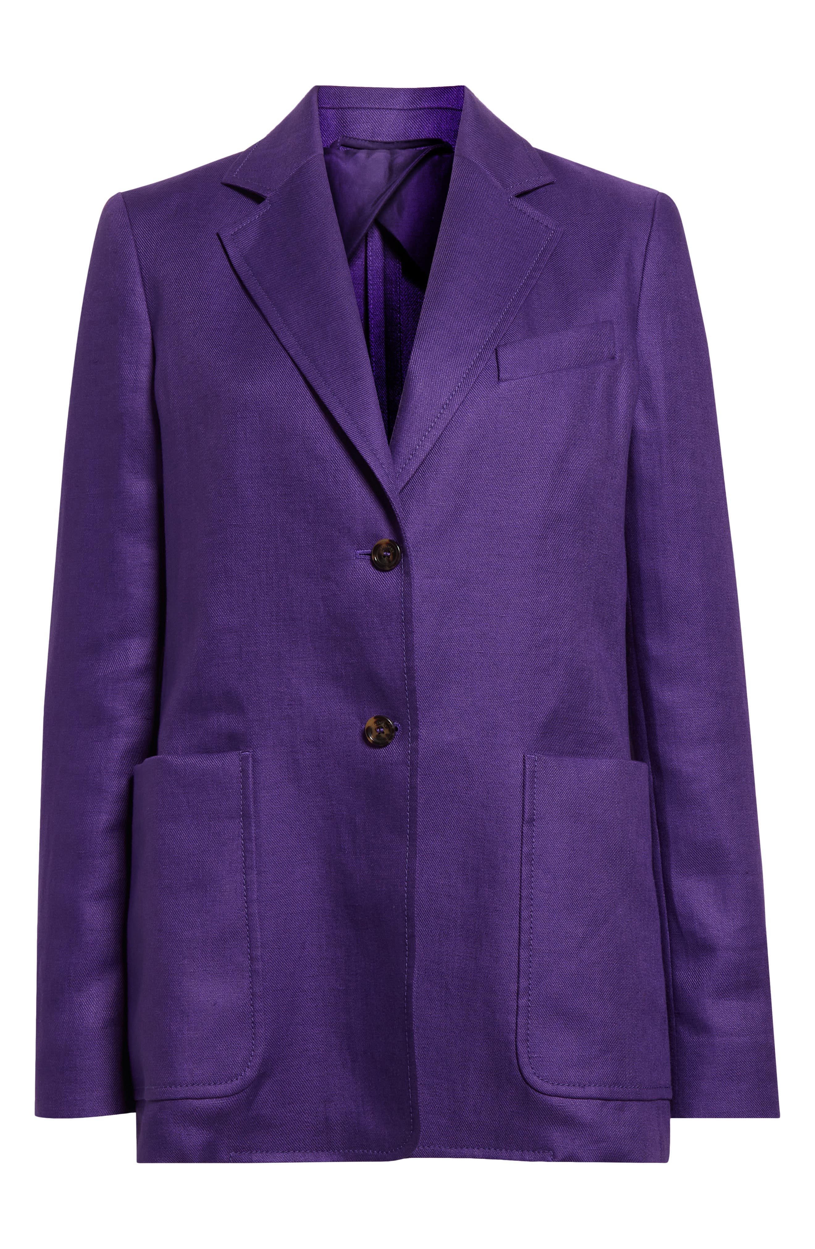 Max Mara Guglia Linen Blazer in Purple at Nordstrom - 7