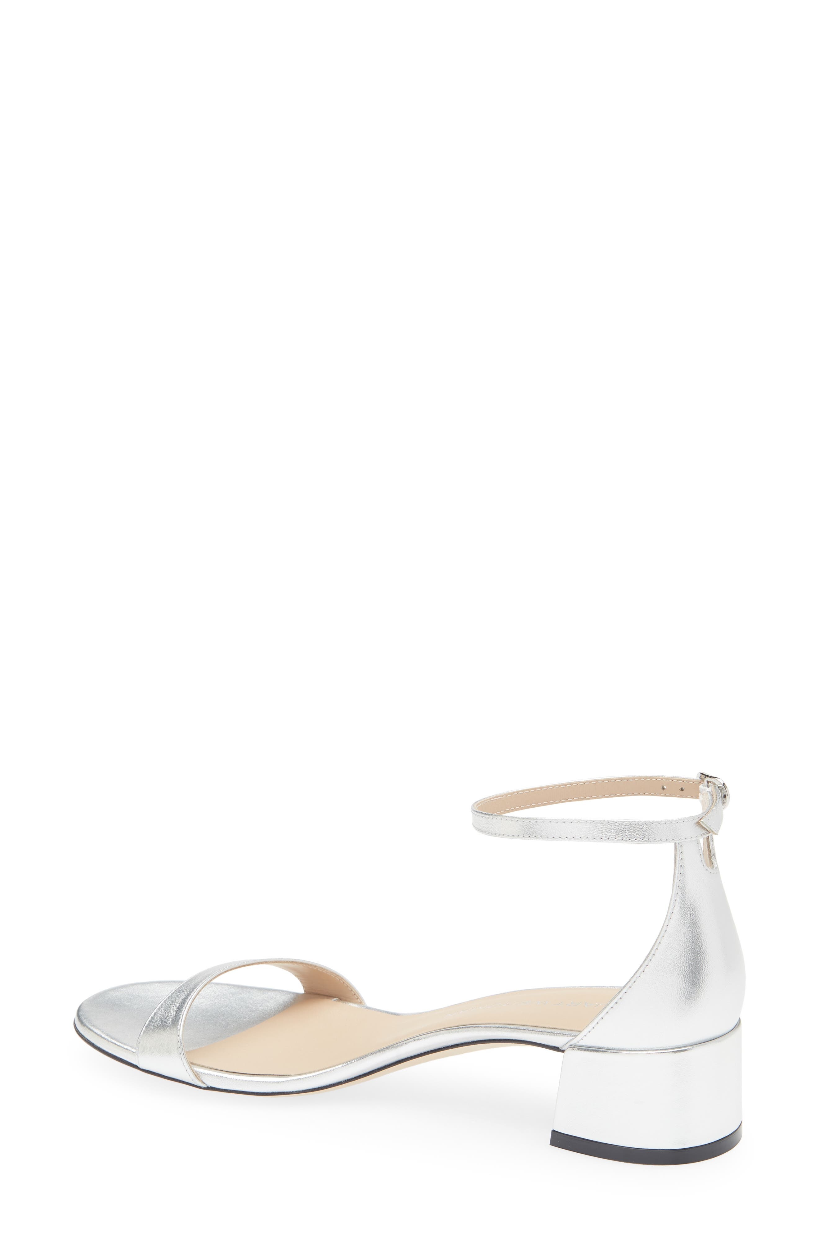Stuart Weitzman Nudist Block Heel Sandal in Silver at Nordstrom - 2