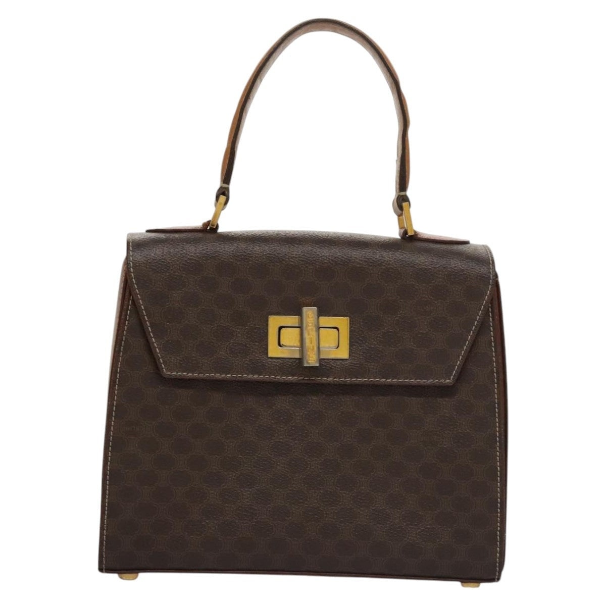 CELINE Macadam Canvas Hand Bag Pvc Leather Brown - 13