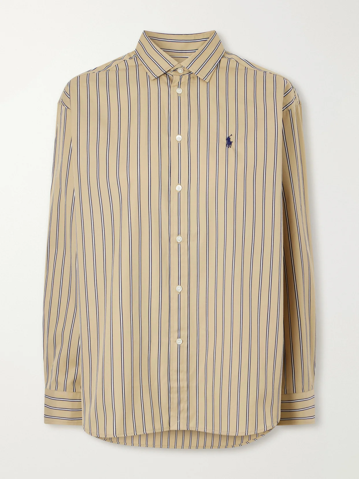 Logo-embroidered Striped Cotton Shirt - 1