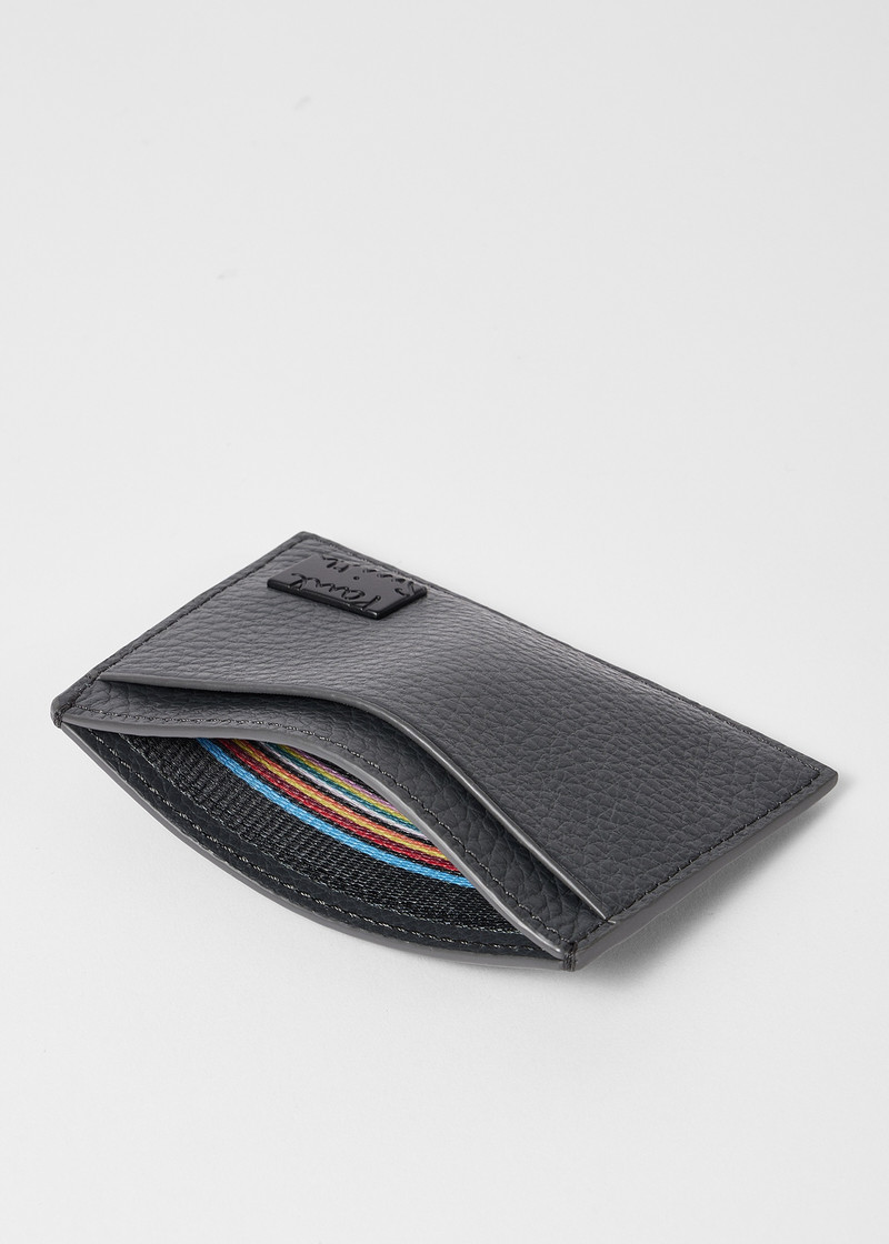 Grey Grained Leather Card Holder 3