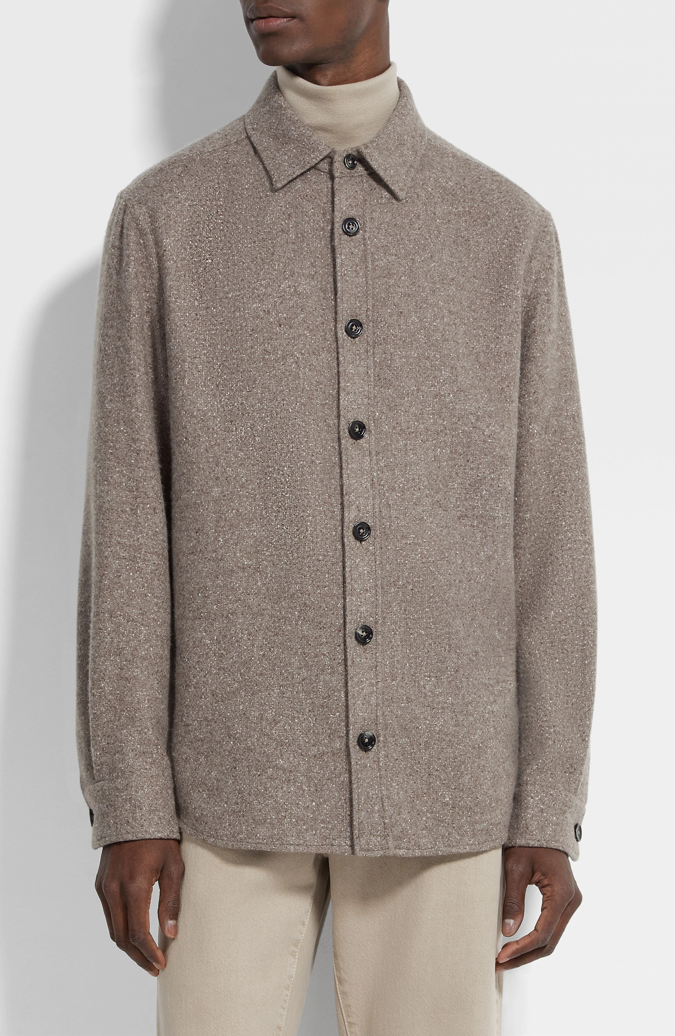 ZEGNA Cashmere & Silk Overshirt in Brown at Nordstrom - 1