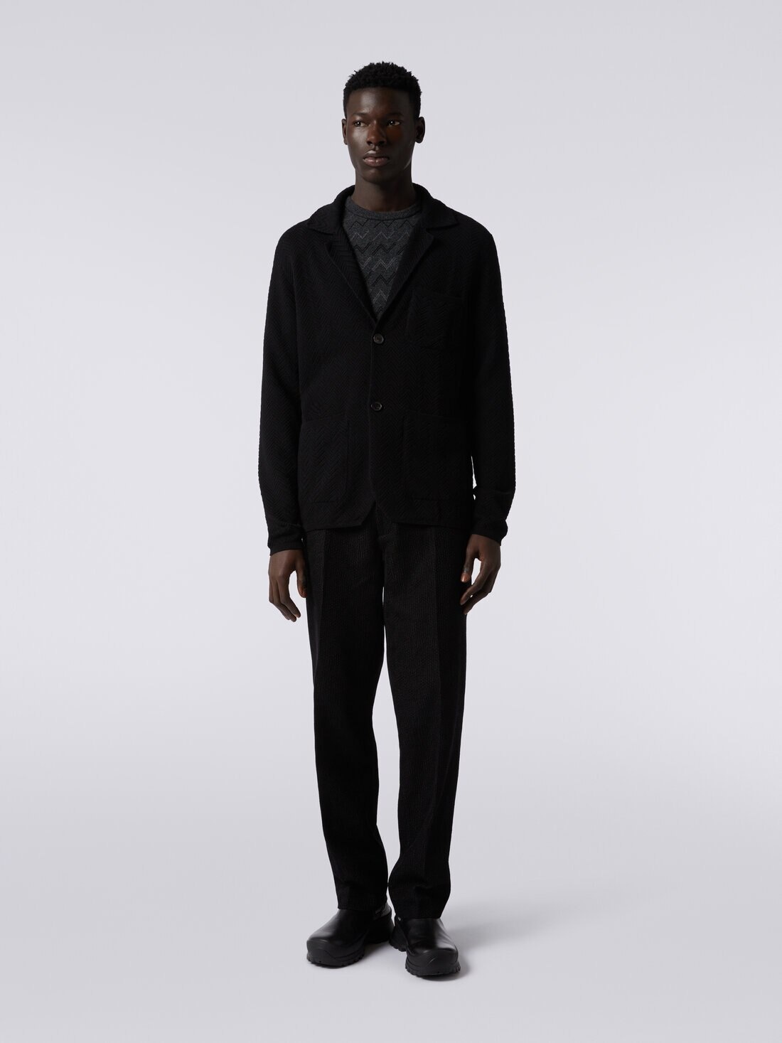 Cotton and viscose knit blazer - 3