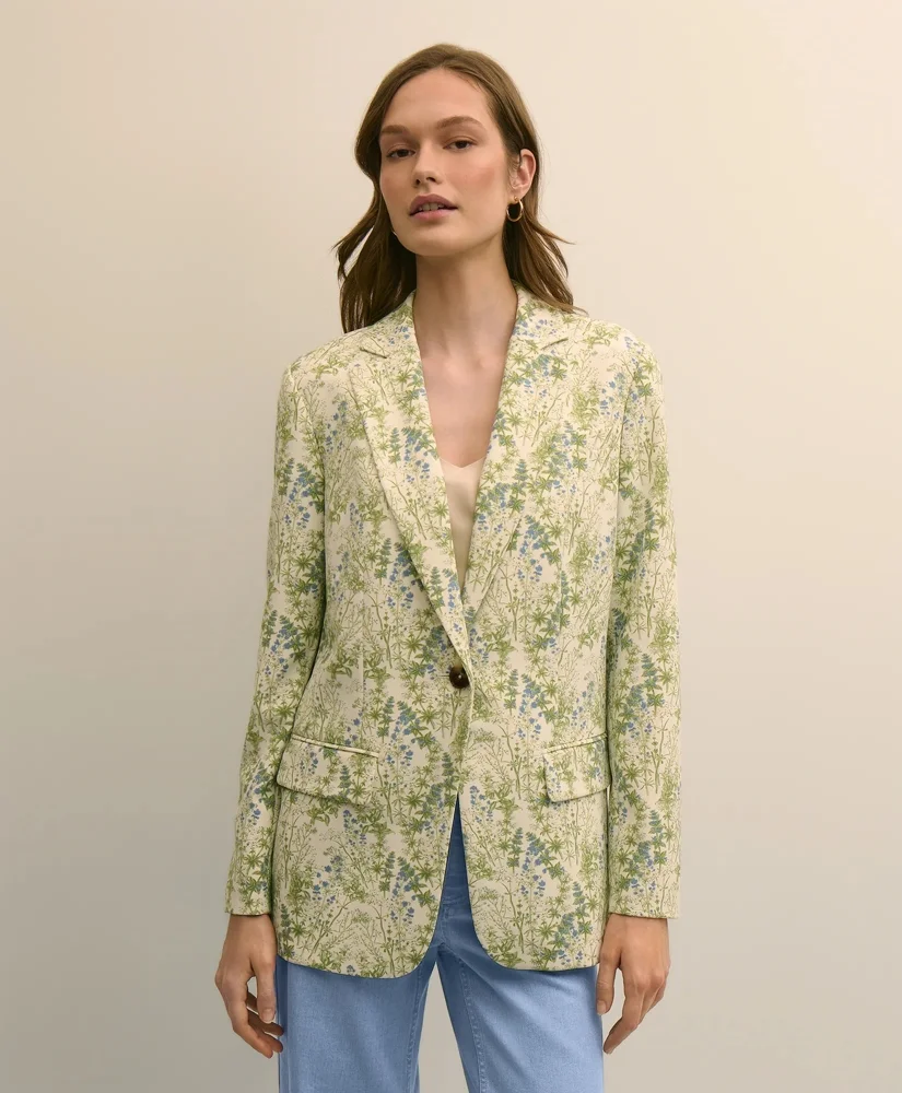 Crepe Botanical Print Jacket - 1