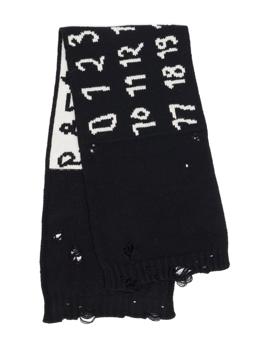 Numbers-motif virgin wool scarf - 2