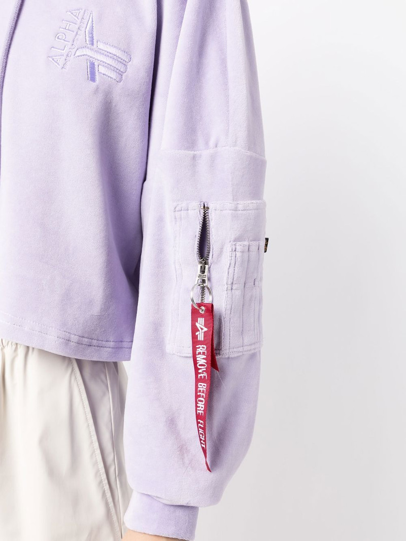 cropped velvet hoodie 5
